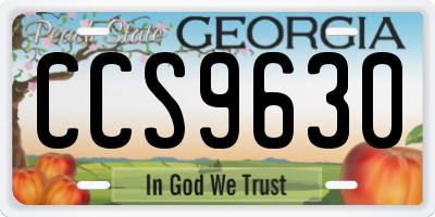GA license plate CCS9630
