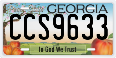 GA license plate CCS9633