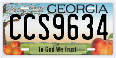 GA license plate CCS9634