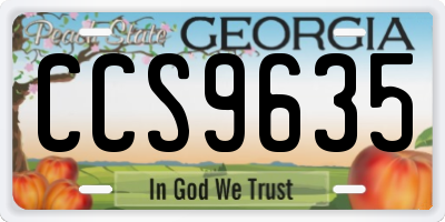 GA license plate CCS9635