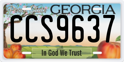 GA license plate CCS9637