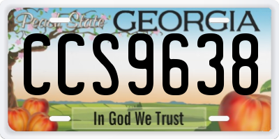 GA license plate CCS9638