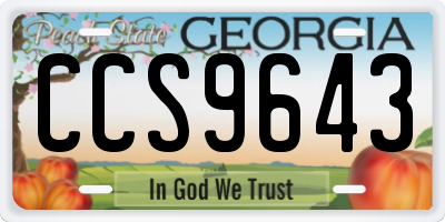 GA license plate CCS9643