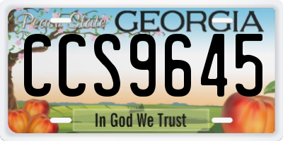 GA license plate CCS9645