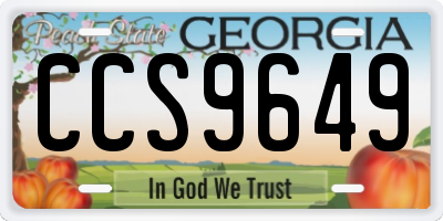 GA license plate CCS9649