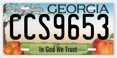 GA license plate CCS9653