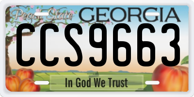 GA license plate CCS9663