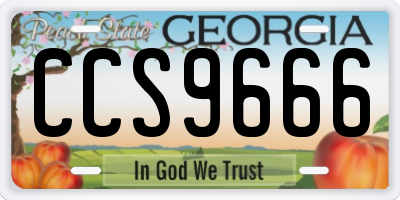 GA license plate CCS9666