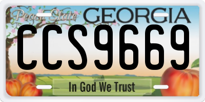 GA license plate CCS9669