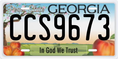GA license plate CCS9673