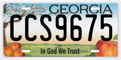 GA license plate CCS9675