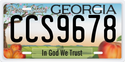 GA license plate CCS9678