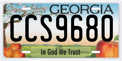GA license plate CCS9680
