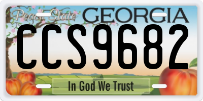 GA license plate CCS9682
