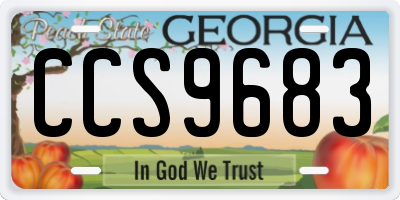 GA license plate CCS9683