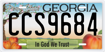 GA license plate CCS9684
