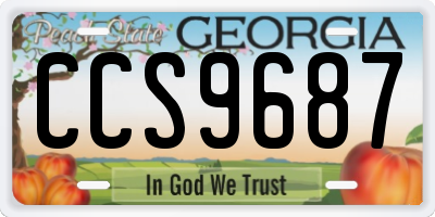 GA license plate CCS9687