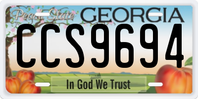 GA license plate CCS9694