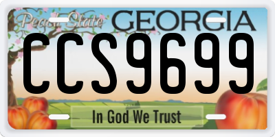 GA license plate CCS9699