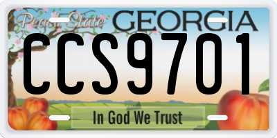 GA license plate CCS9701