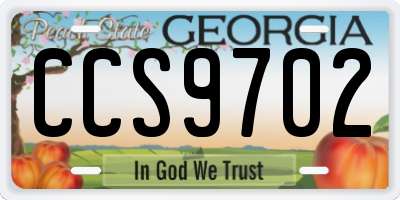 GA license plate CCS9702