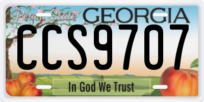 GA license plate CCS9707