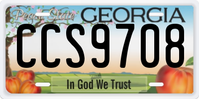 GA license plate CCS9708