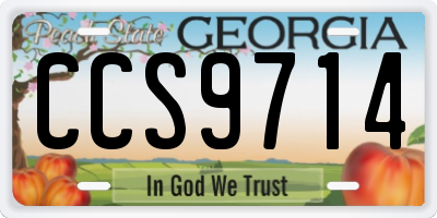 GA license plate CCS9714