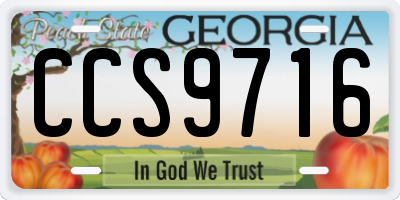 GA license plate CCS9716