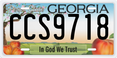 GA license plate CCS9718