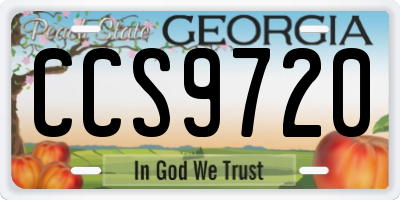 GA license plate CCS9720