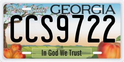 GA license plate CCS9722