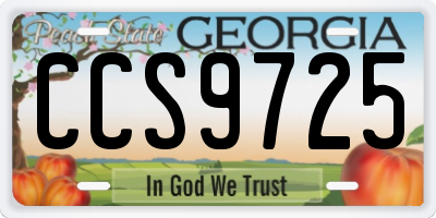 GA license plate CCS9725