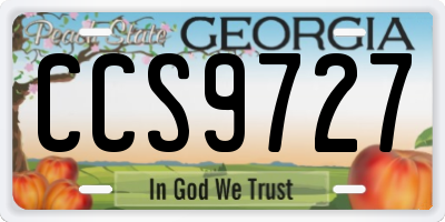 GA license plate CCS9727