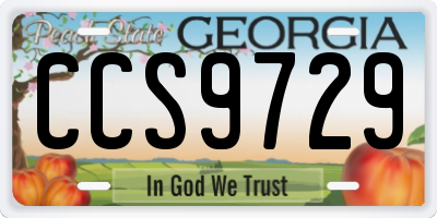 GA license plate CCS9729