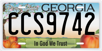 GA license plate CCS9742