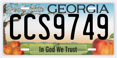 GA license plate CCS9749