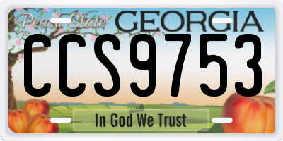 GA license plate CCS9753