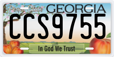 GA license plate CCS9755