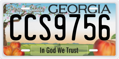 GA license plate CCS9756