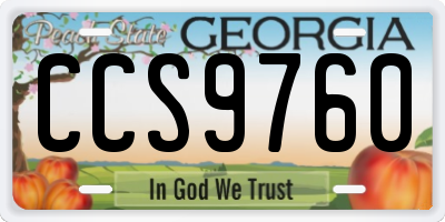 GA license plate CCS9760