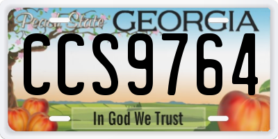 GA license plate CCS9764