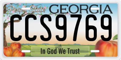 GA license plate CCS9769