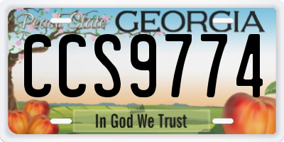 GA license plate CCS9774