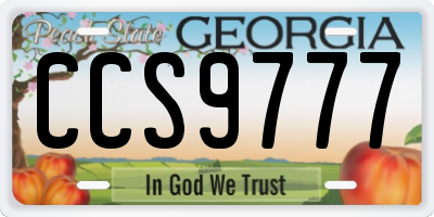 GA license plate CCS9777