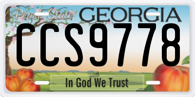 GA license plate CCS9778