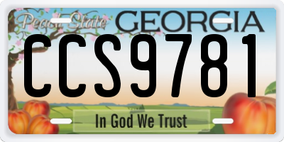 GA license plate CCS9781