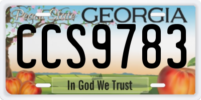 GA license plate CCS9783