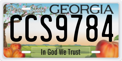 GA license plate CCS9784