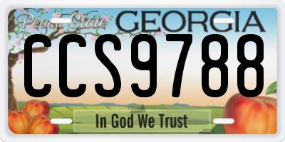GA license plate CCS9788